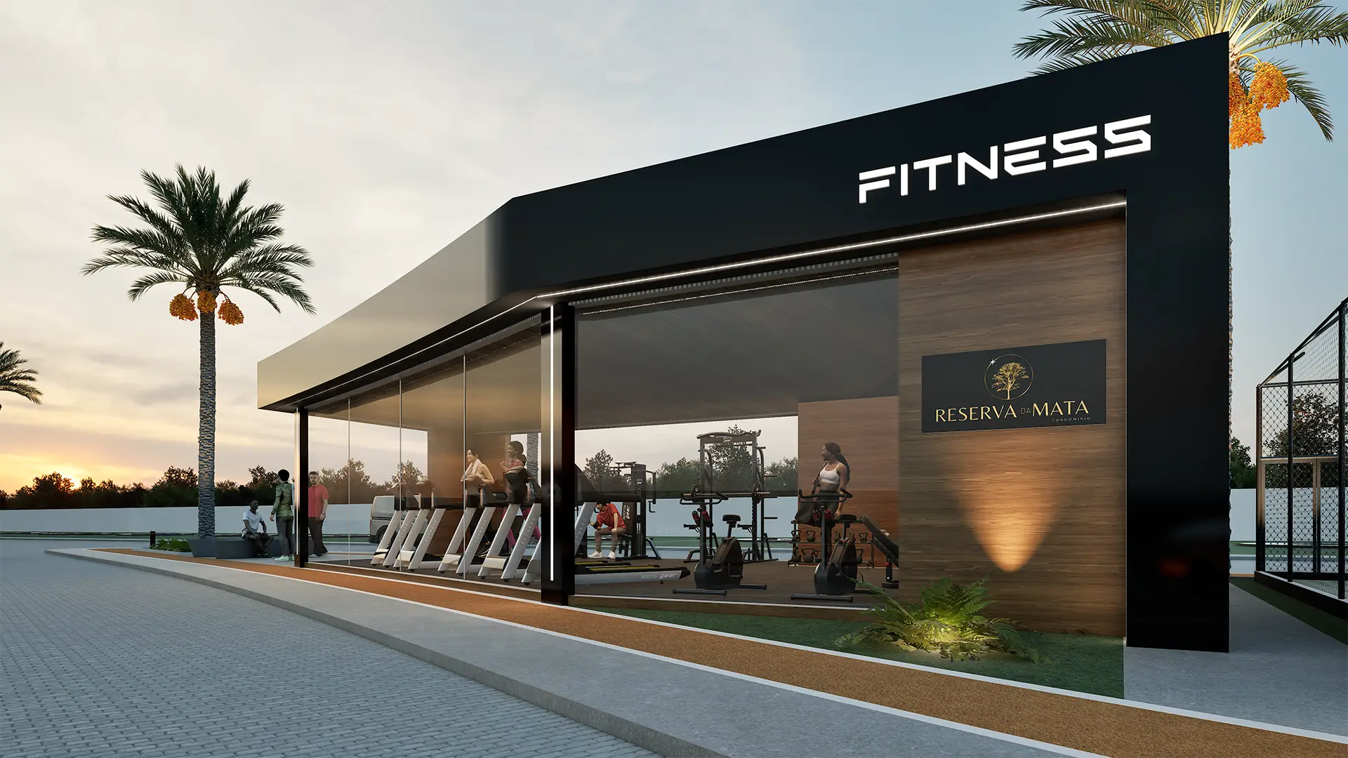 Academia do condomínio em imagem 3D
