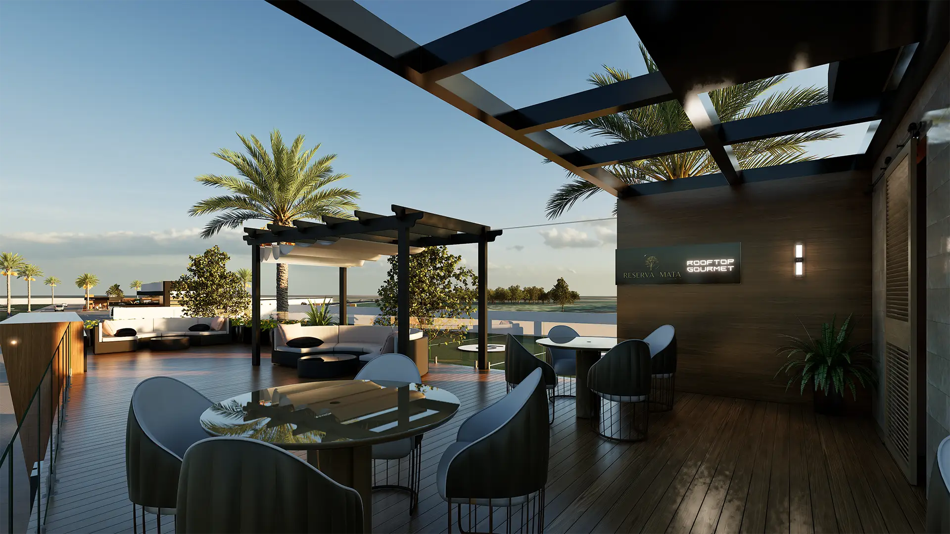 Vista do rooftop em imagem 3D